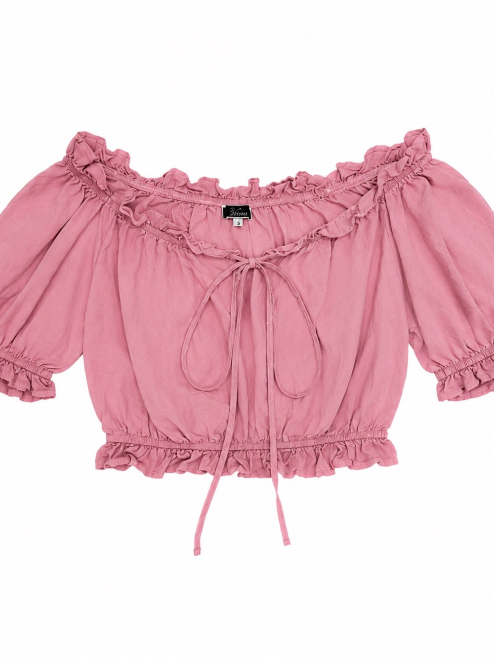 Pink Off Shoulder Puff Sleeve Top Size S 🌸
